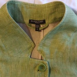 Eileen Fisher Green Linen Jacket